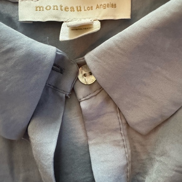 Light weight, silk feel, steel blue, blouse - Picture 2 of 3